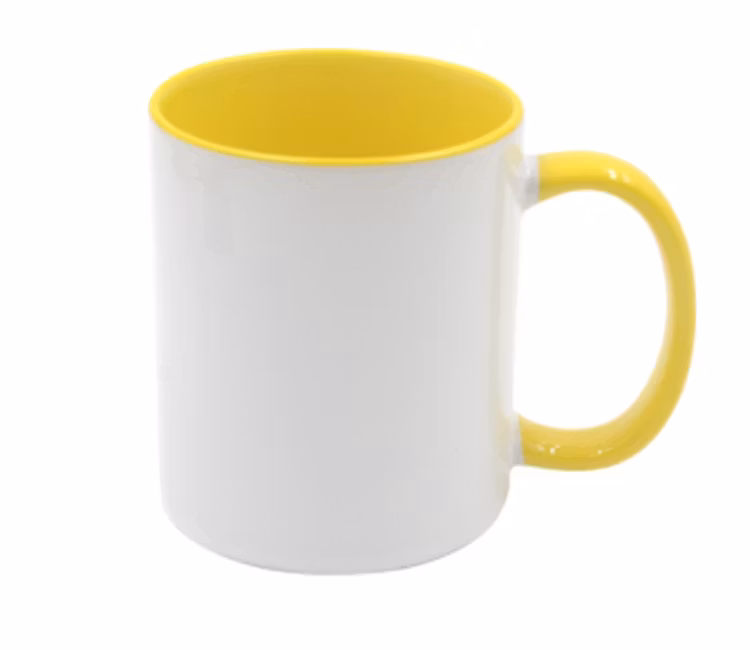 Mugg 80 mm - 6pack olika mixade Vit med färgad insida o handtag
