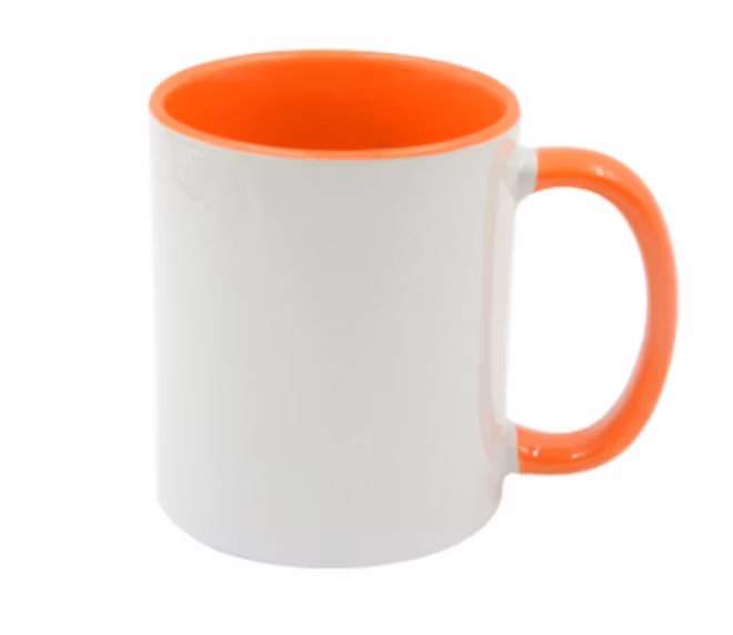 Mugg 80 mm - 6pack olika mixade Vit med färgad insida o handtag