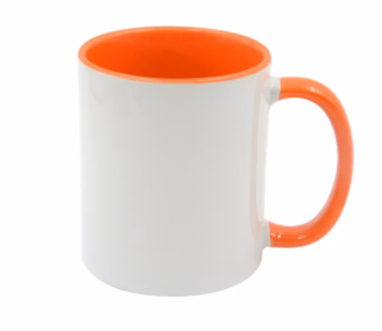 Mugg 80 mm - 6pack olika mixade Vit med färgad insida o handtag