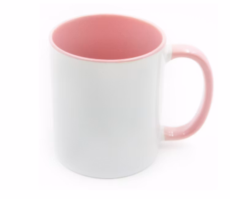 Mugg 80 mm - 6pack olika mixade Vit med färgad insida o handtag