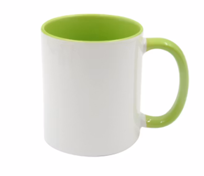 Mugg 80 mm - 6pack olika mixade Vit med färgad insida o handtag