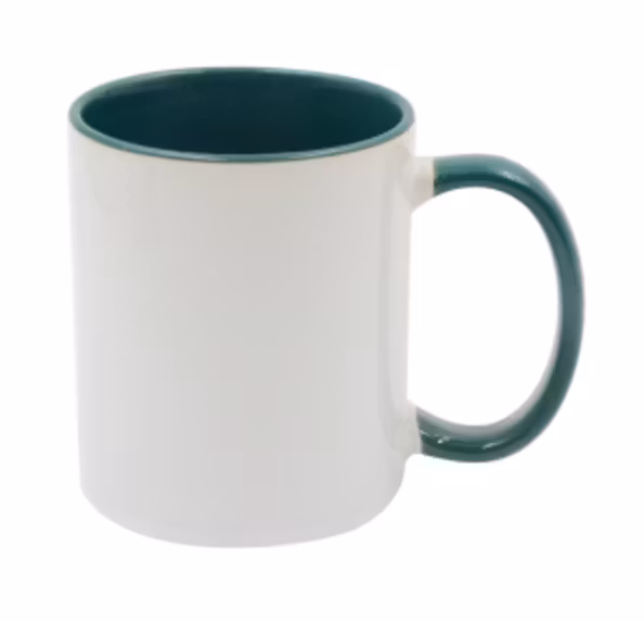 Mugg 80 mm - 6pack olika mixade Vit med färgad insida o handtag