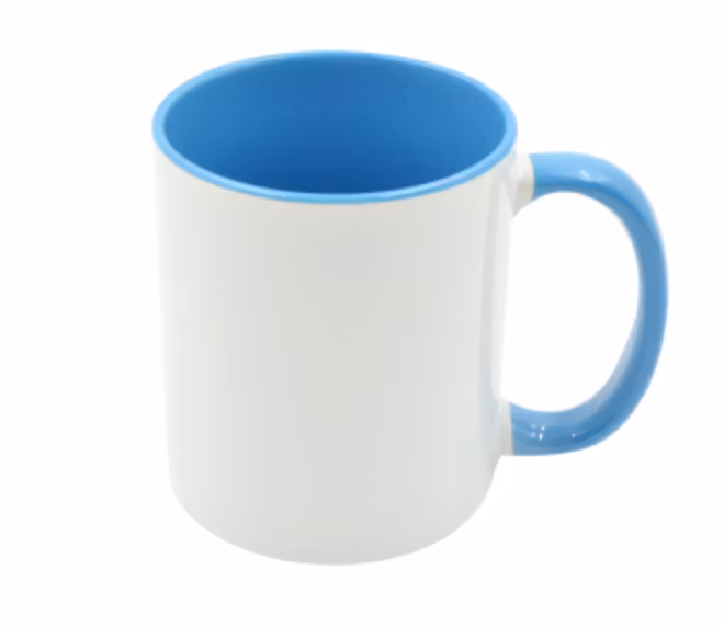 Mugg 80 mm - 6pack olika mixade Vit med färgad insida o handtag