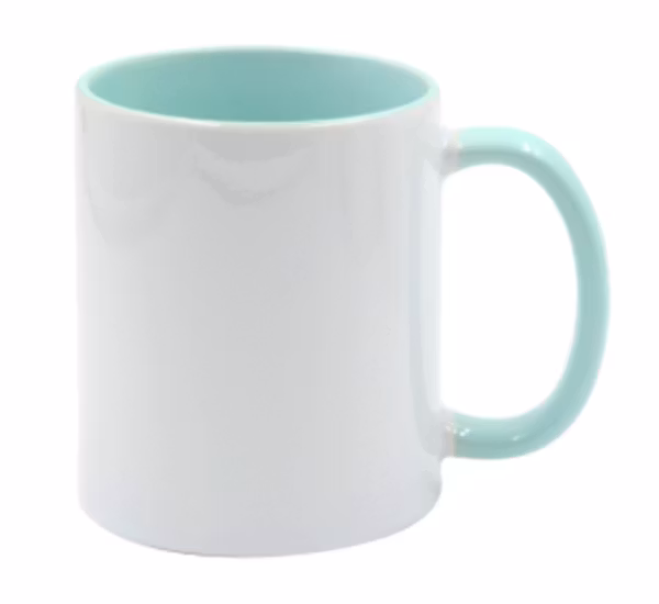 Mugg 80 mm - 6pack olika mixade Vit med färgad insida o handtag