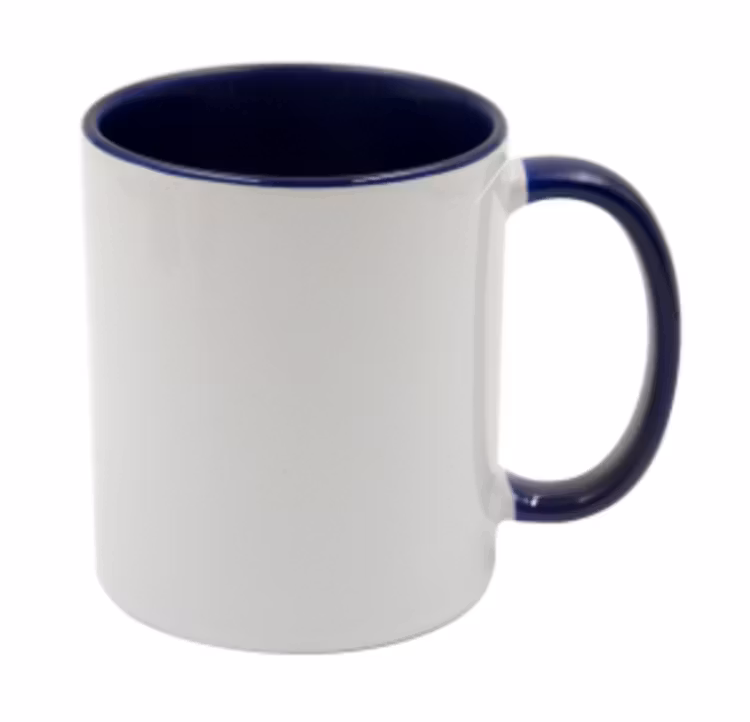 Mugg 80 mm - 6pack olika mixade Vit med färgad insida o handtag