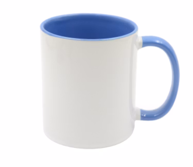 Mugg 80 mm - 6pack olika mixade Vit med färgad insida o handtag