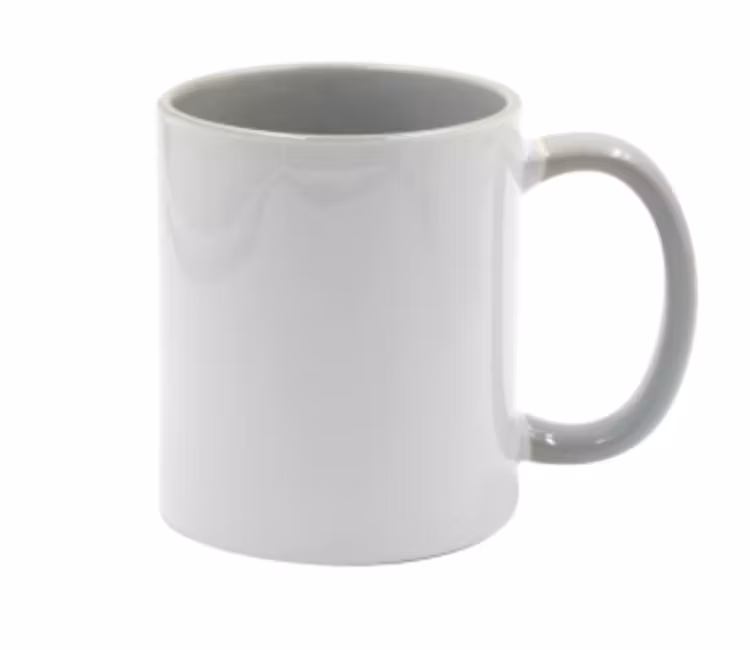 Mugg 80 mm - 6pack olika mixade Vit med färgad insida o handtag