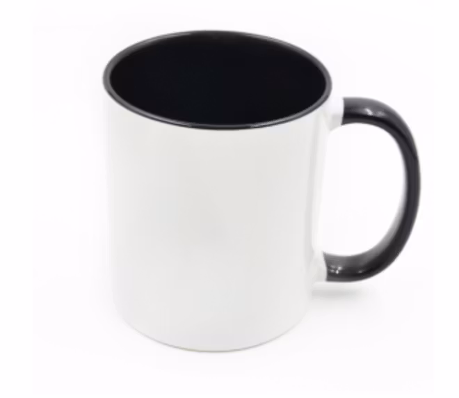 Mugg 80 mm - 6pack olika mixade Vit med färgad insida o handtag