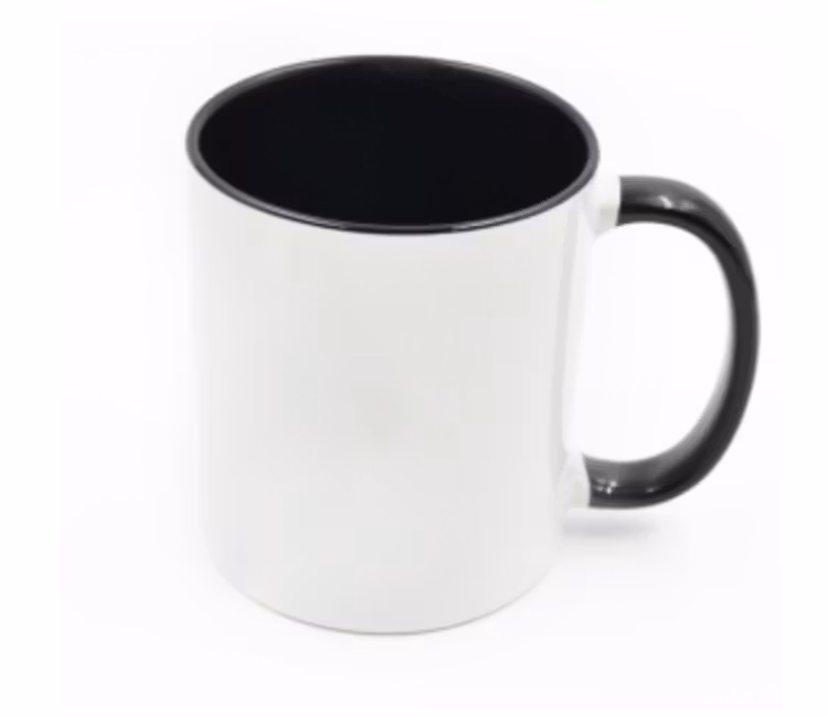 Mugg 80 mm - 6pack olika mixade Vit med färgad insida o handtag