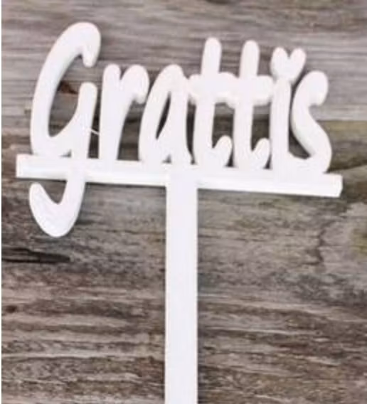 dekorationsskylt - Grattis - Vit