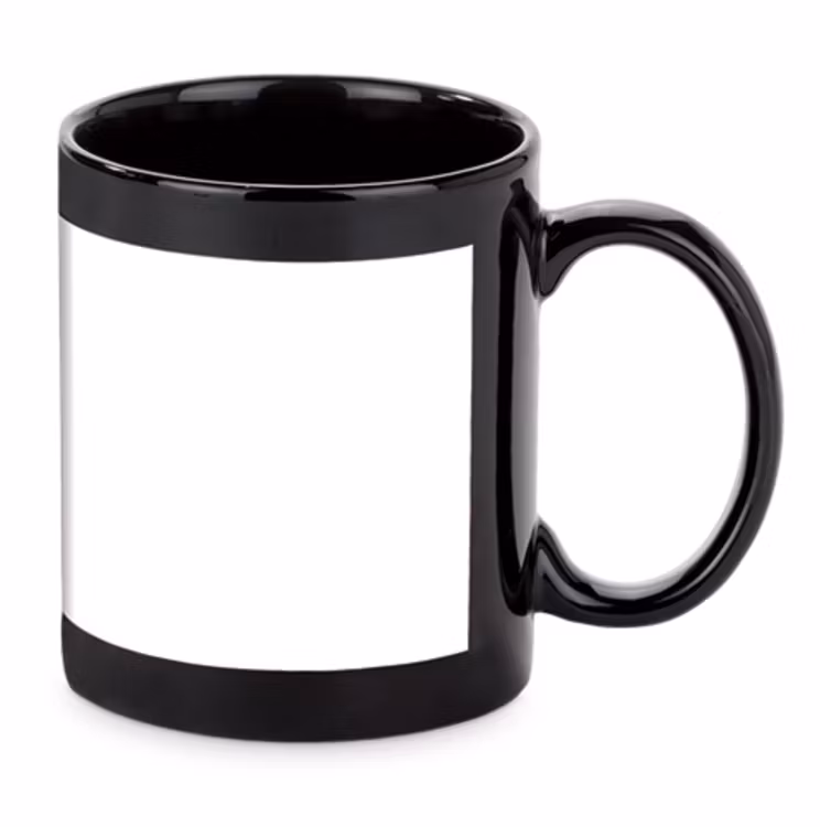 Mugg 80 mm Svart med Vit tryckyta