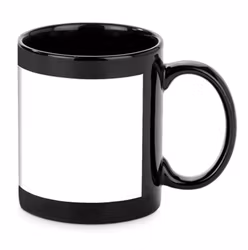 Mugg 80 mm Svart med Vit tryckyta