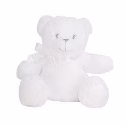 Nalle med rosett - vit- M