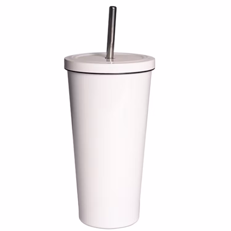 Termos läskmugg vit, aluminium