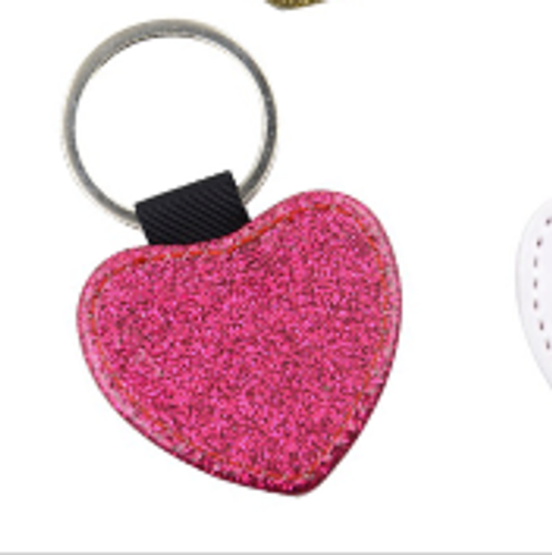 Nyckelring med glitterhjärta - Rosa