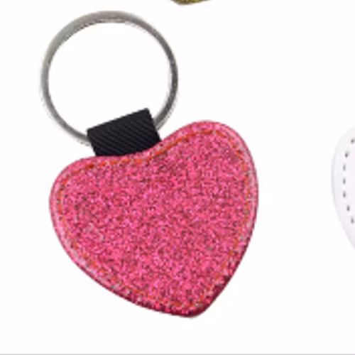 Nyckelring med glitterhjärta - Rosa
