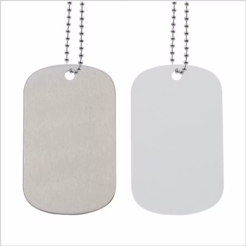 ID-tag - Rektangel av aluminium med kedja, 5-pack