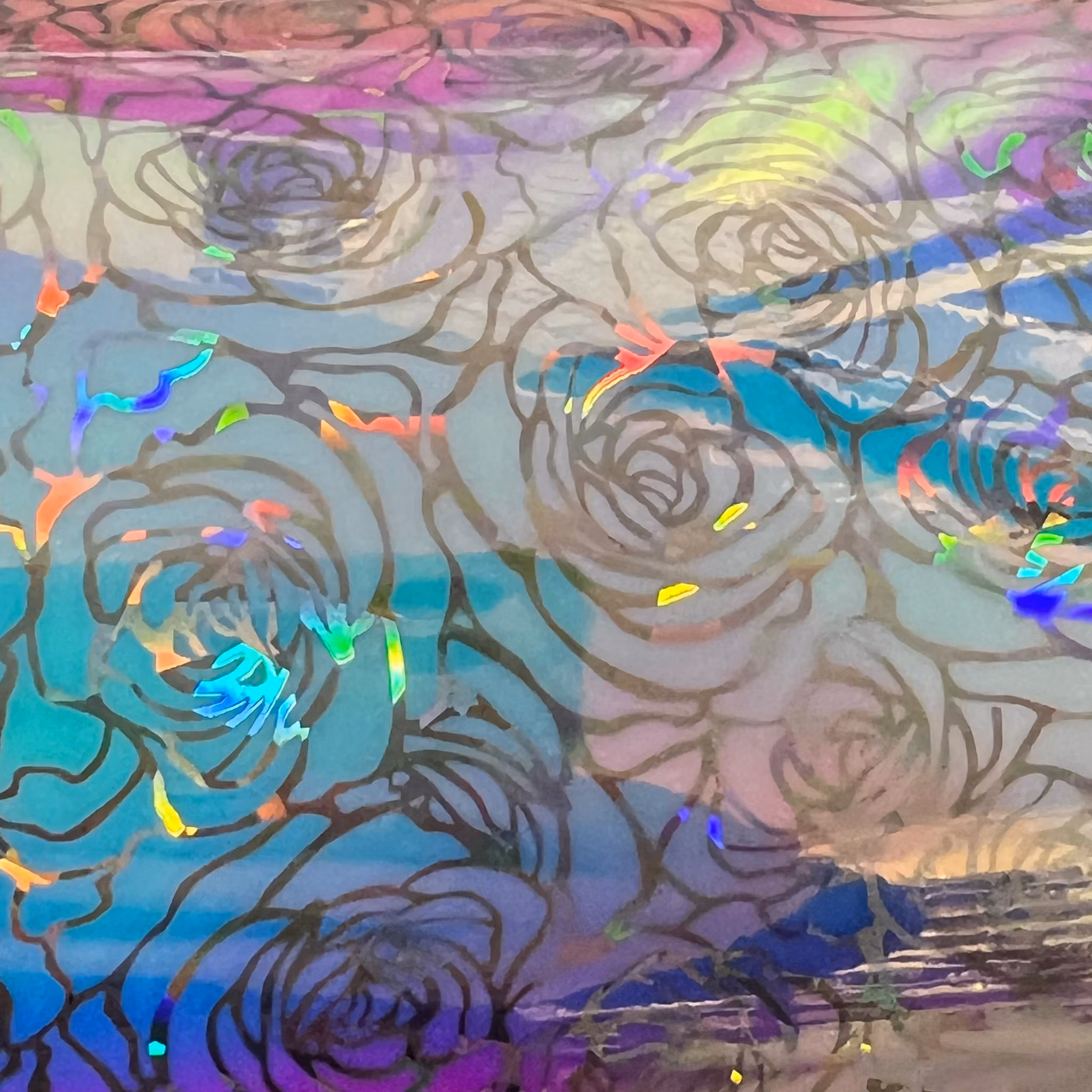 WOPA - Silverblå Rosor Metallic, ark 30*50cm