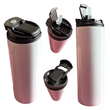 Termotumbler Vit - Rak med två munstycken