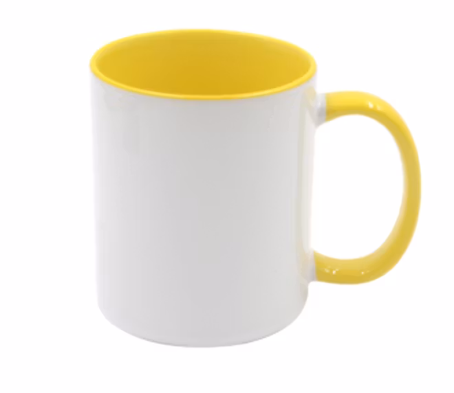 Mugg 80 mm - Vit med färgad insida och handtag