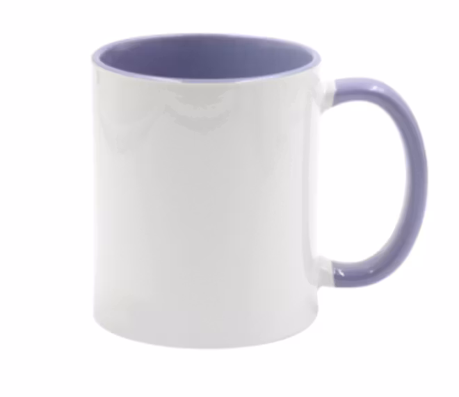 Mugg 80 mm - Vit med färgad insida och handtag