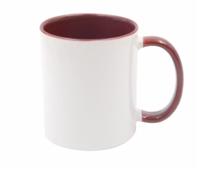 Mugg 80 mm - Vit med färgad insida och handtag