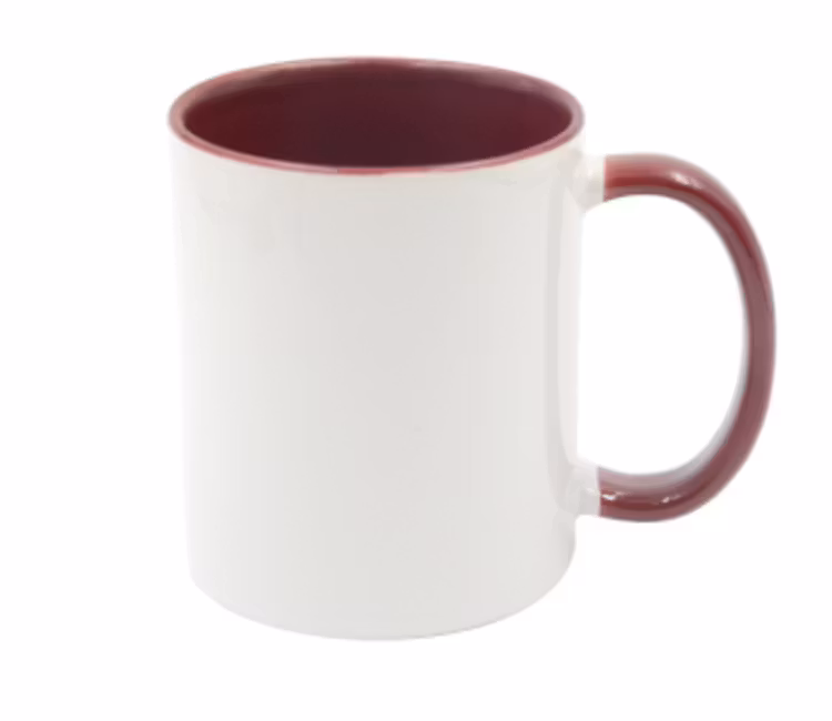 Mugg 80 mm - Vit med färgad insida och handtag