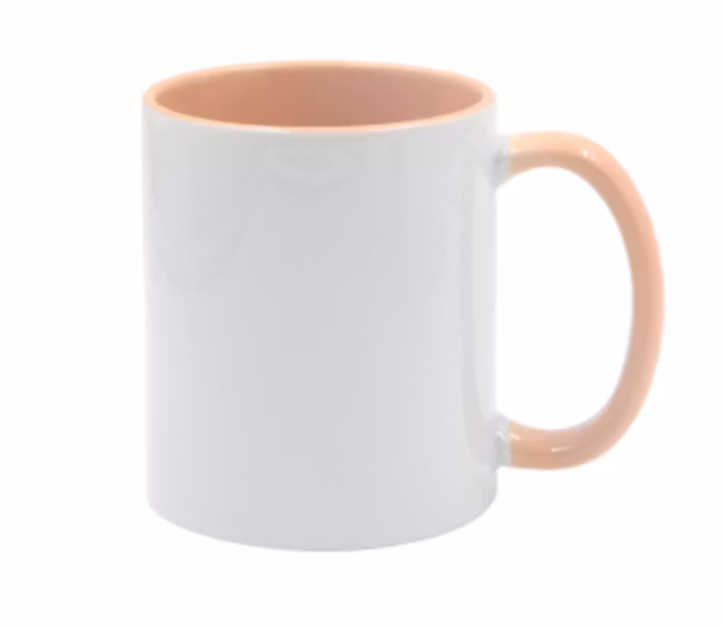 Mugg 80 mm - Vit med färgad insida och handtag