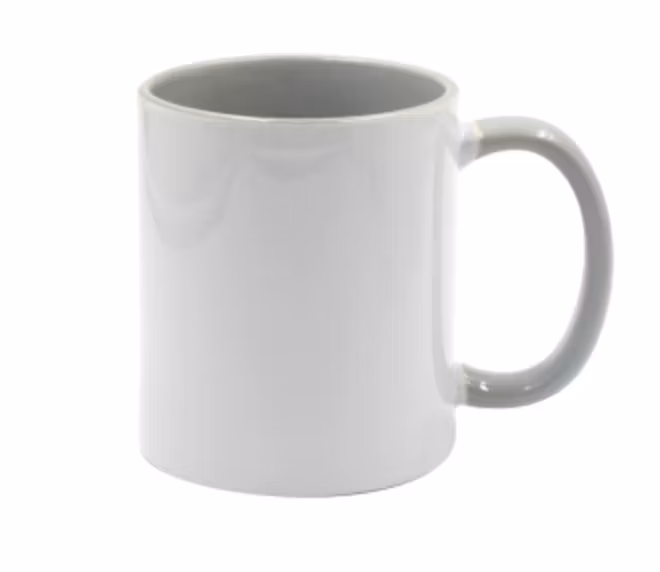 Mugg 80 mm - Vit med färgad insida och handtag