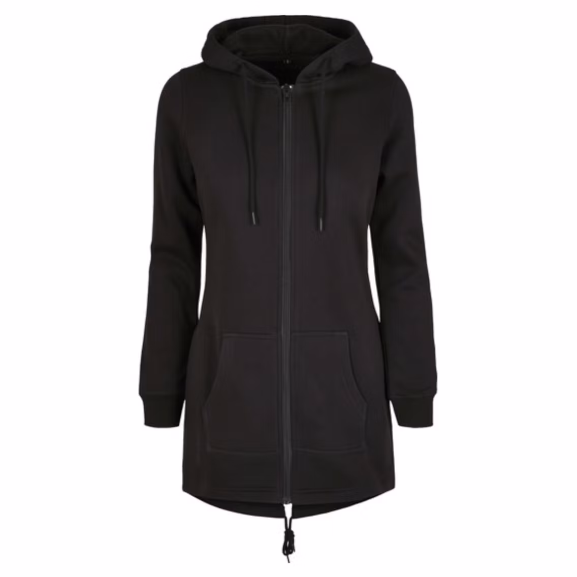 Hoddie Zip Long - Dam slim - Svart och Grå