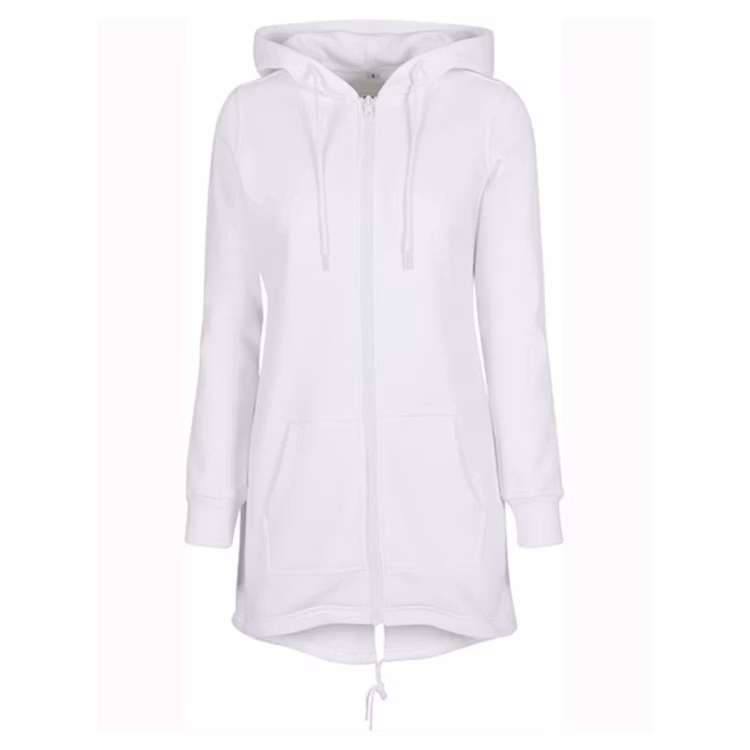 Hoddie Zip Long - Dam slim - Svart och Grå