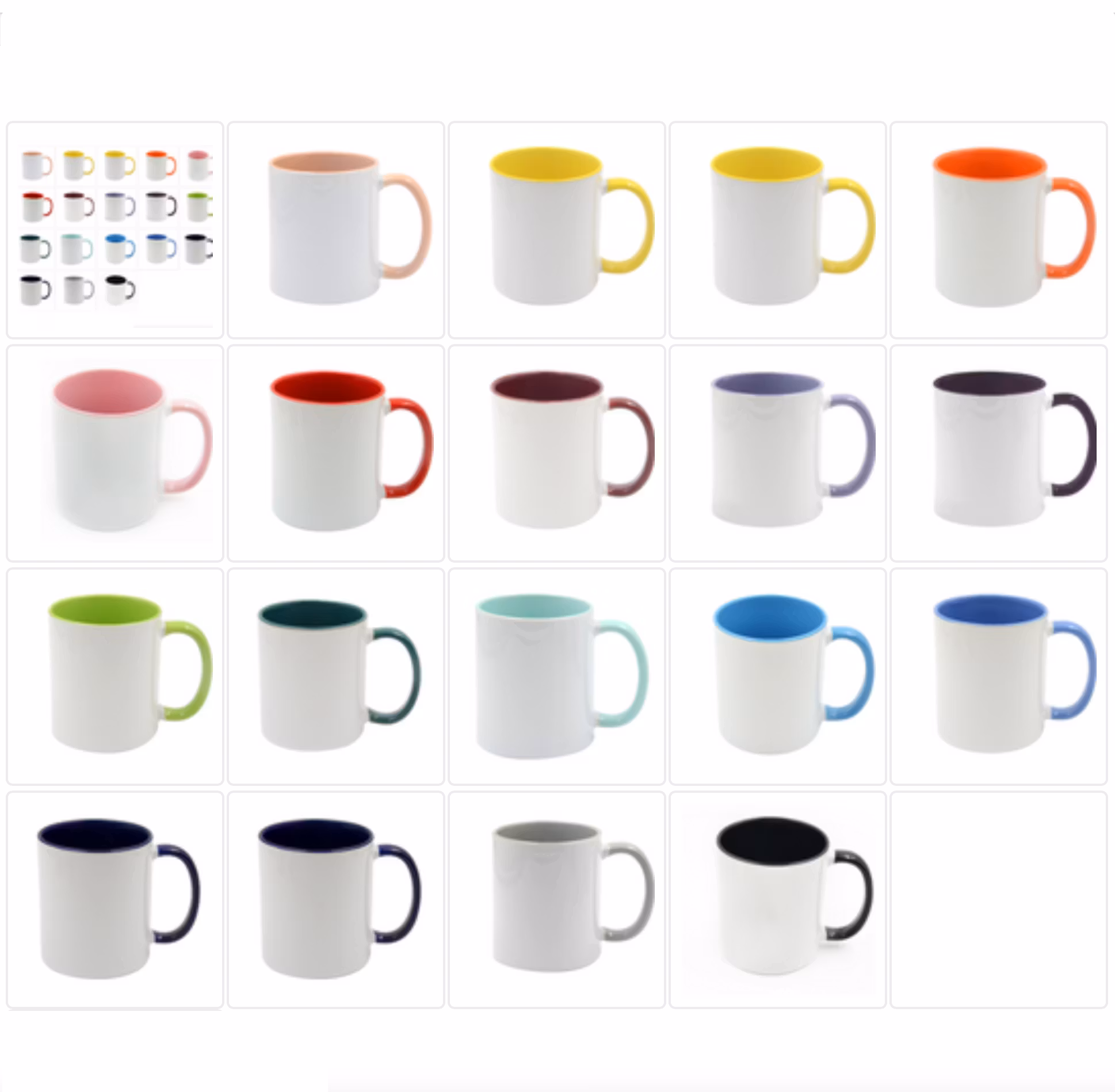 Mugg 80 mm - Vit med färgad insida och handtag