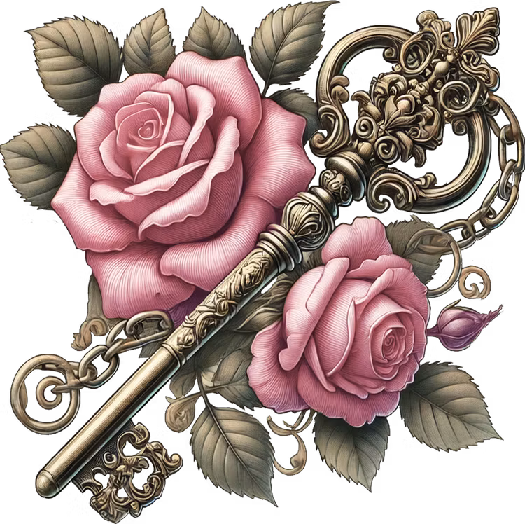Rosa ros  med nyckel