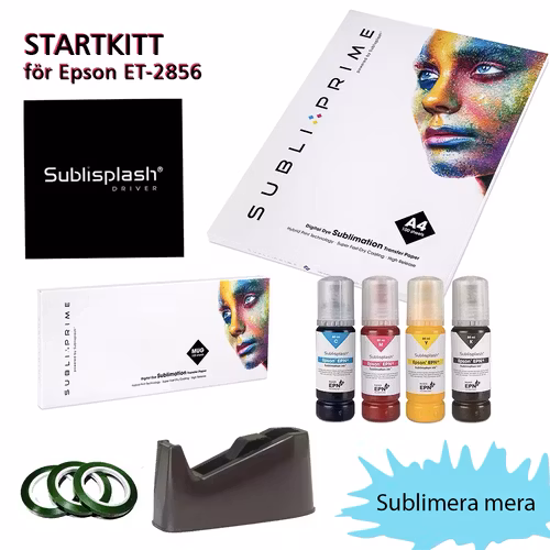 Startkitt till epson et 2856 - innehåller :Bläck, A4 papper mugg papper, Driver