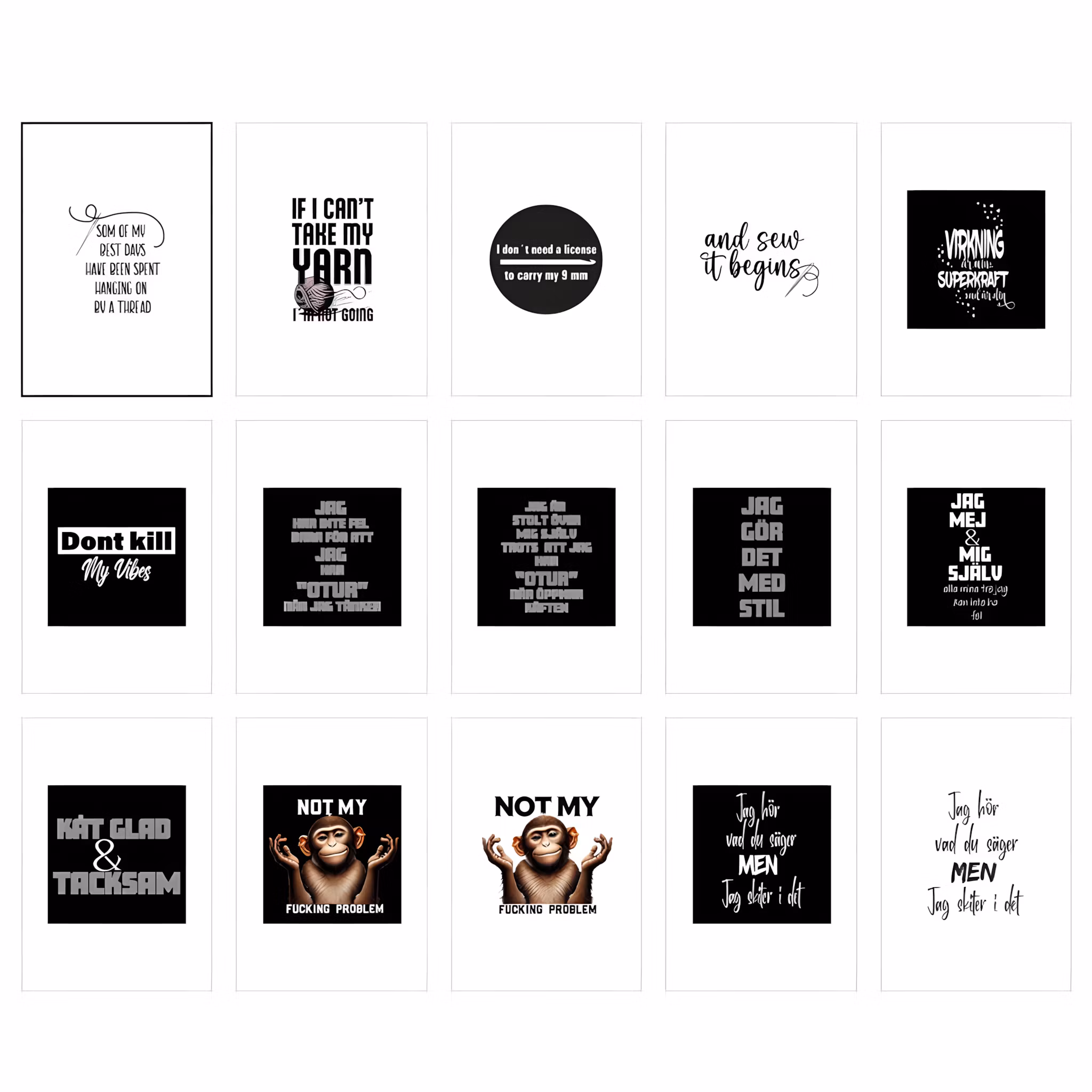 Texter - blandat - DTF-tryck