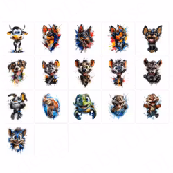 Cartoon - olika djur tecknade OBS! endast för vita textilier