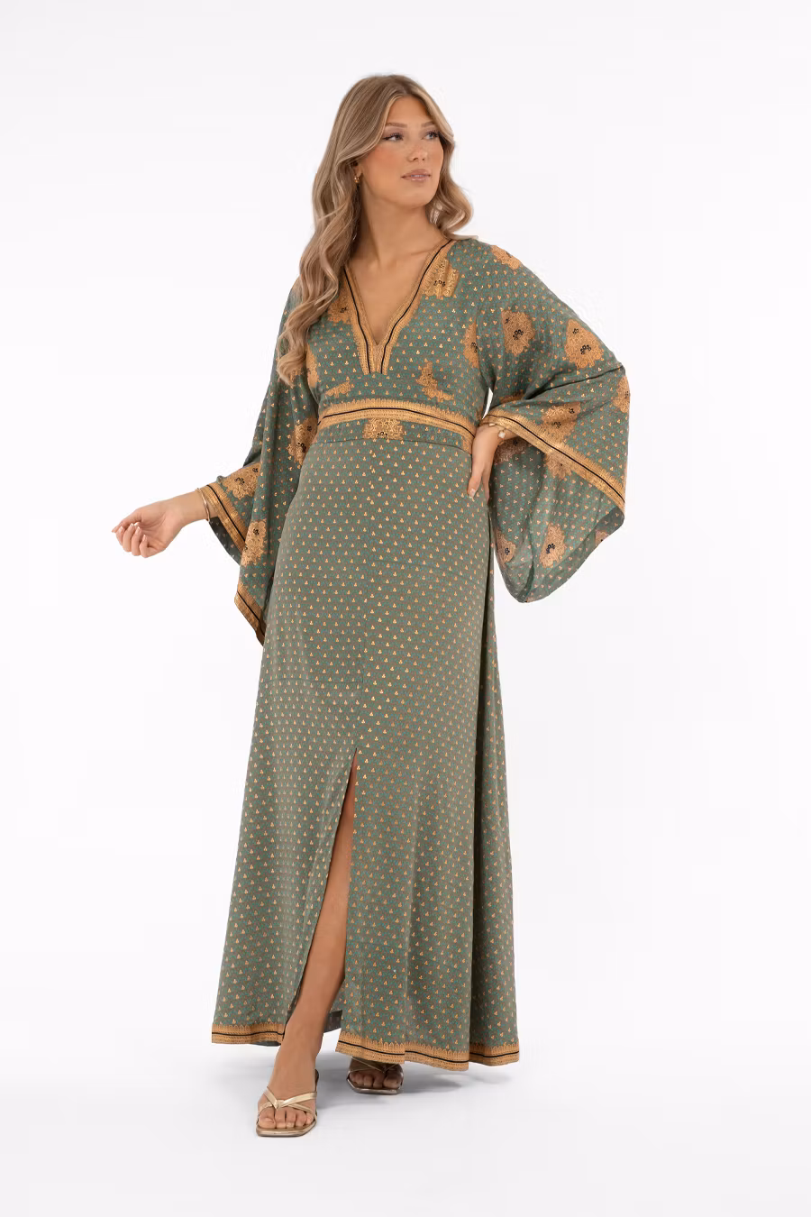 AYLA DRESS - Lagoon/Gold