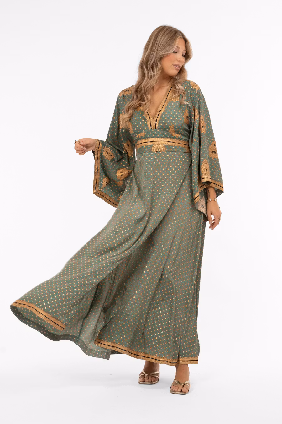 AYLA DRESS - Lagoon/Gold