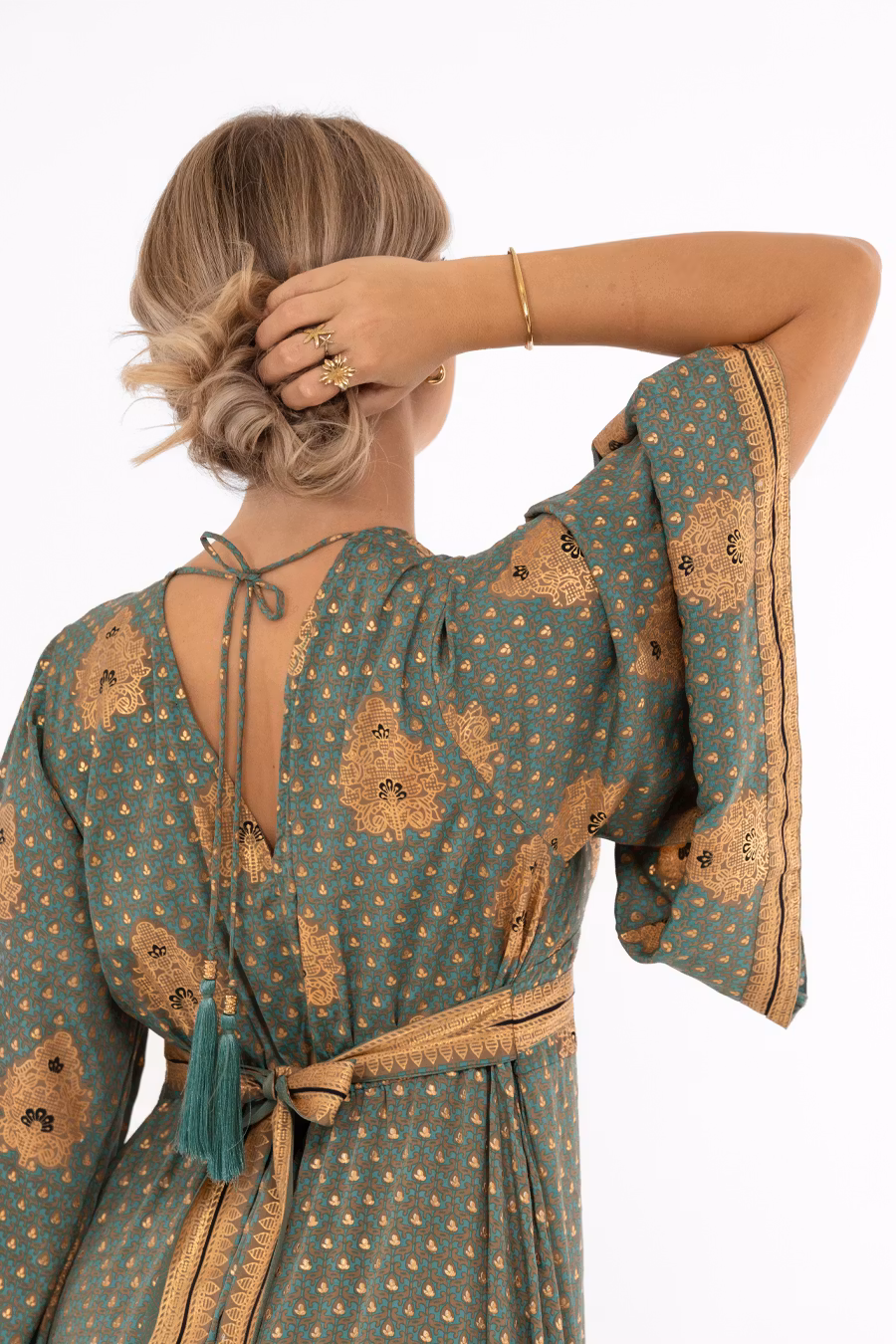 AYLA DRESS - Lagoon/Gold