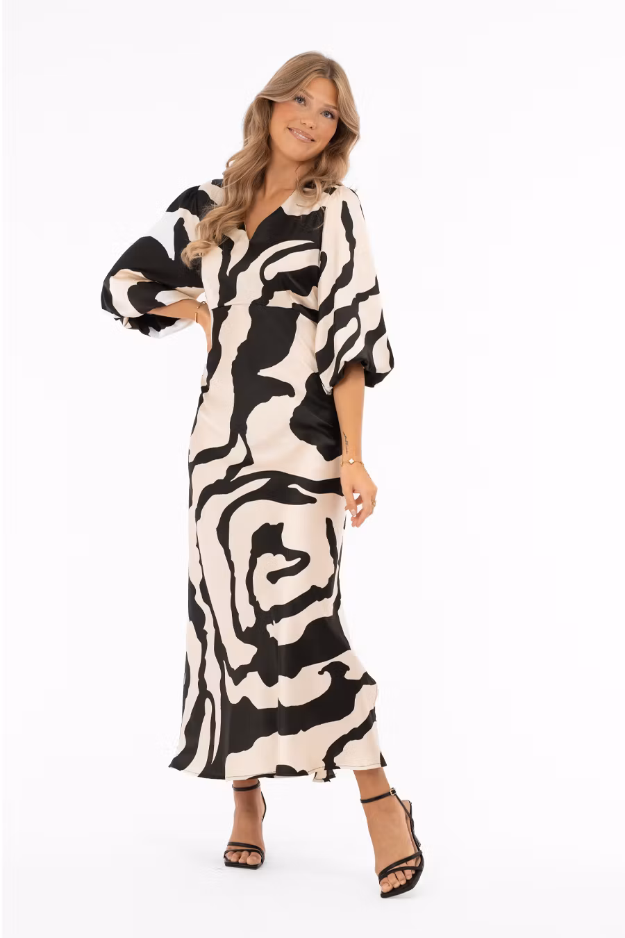 CICELY DRESS - Champagne/Black