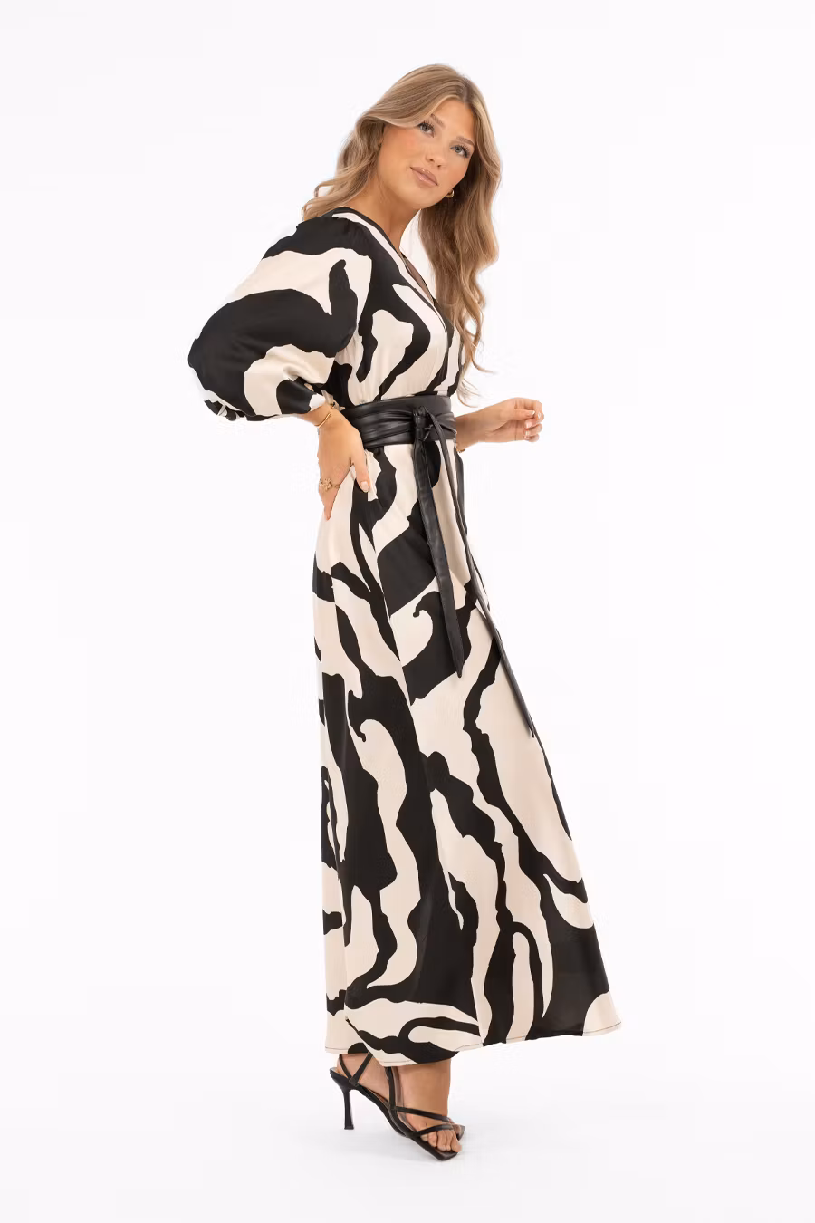 CICELY DRESS - Champagne/Black
