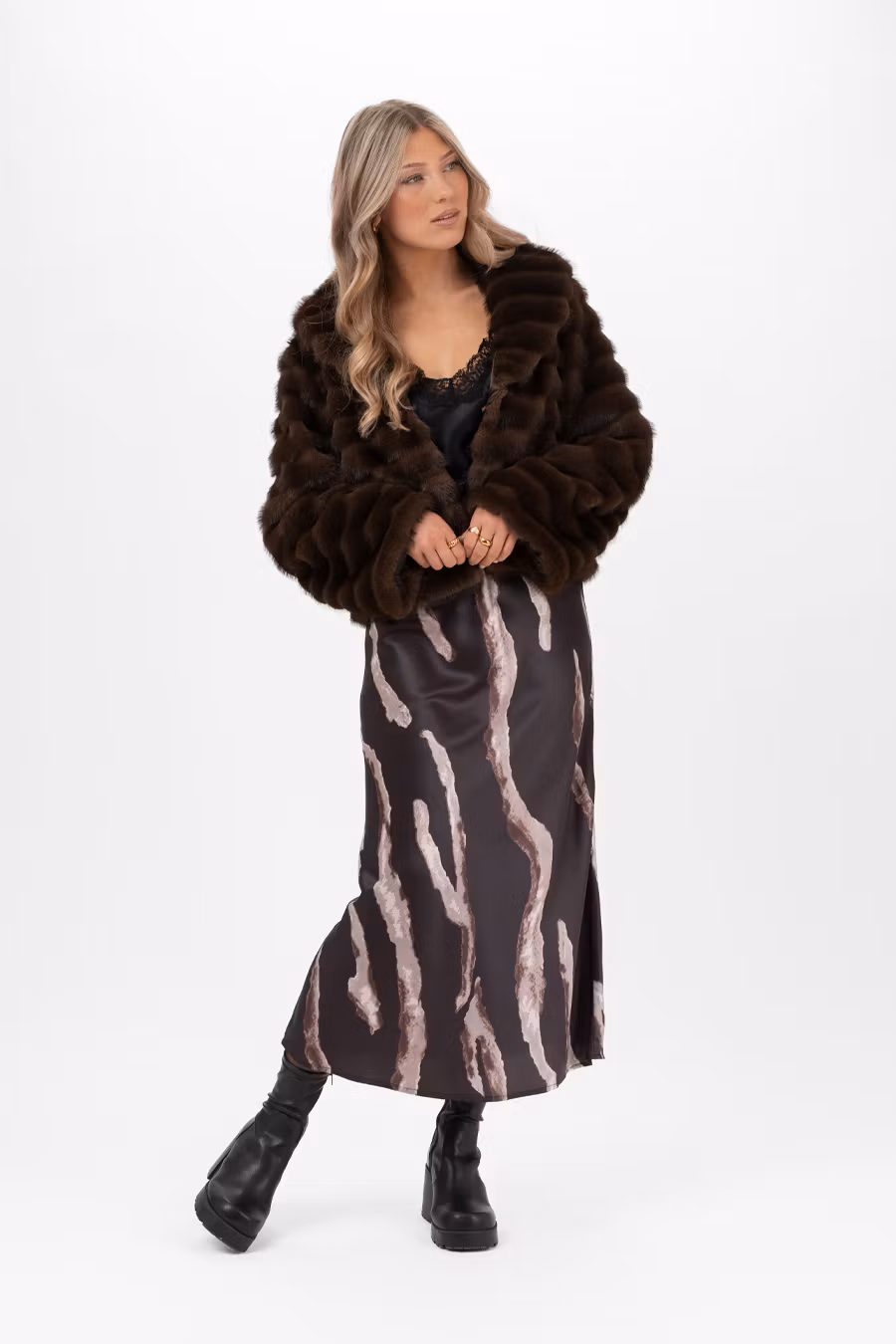 HERA SKIRT BLACK/SAND/COFFEE