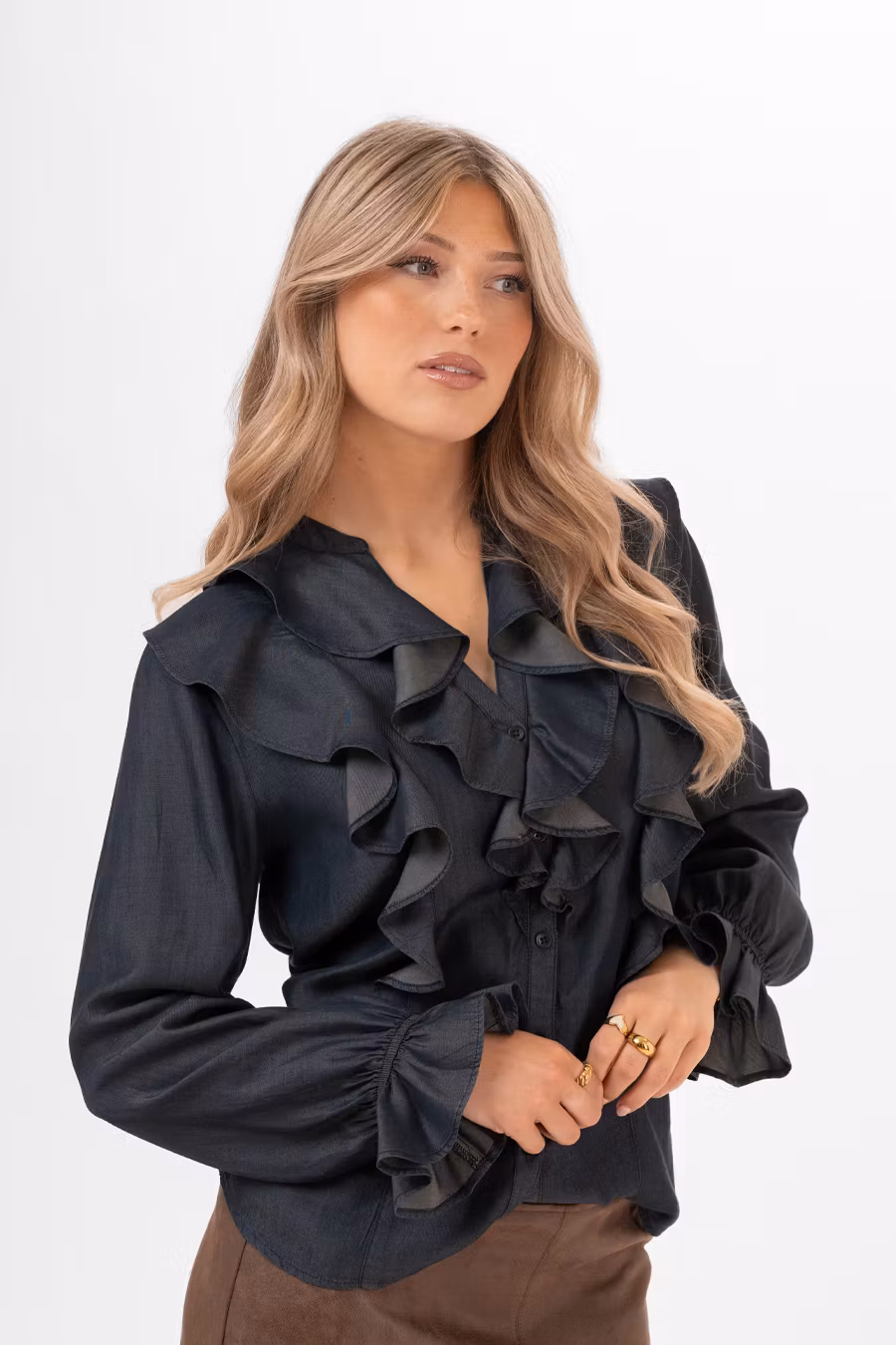 VIRGINIA BLOUSE DARK BLUE DENIM