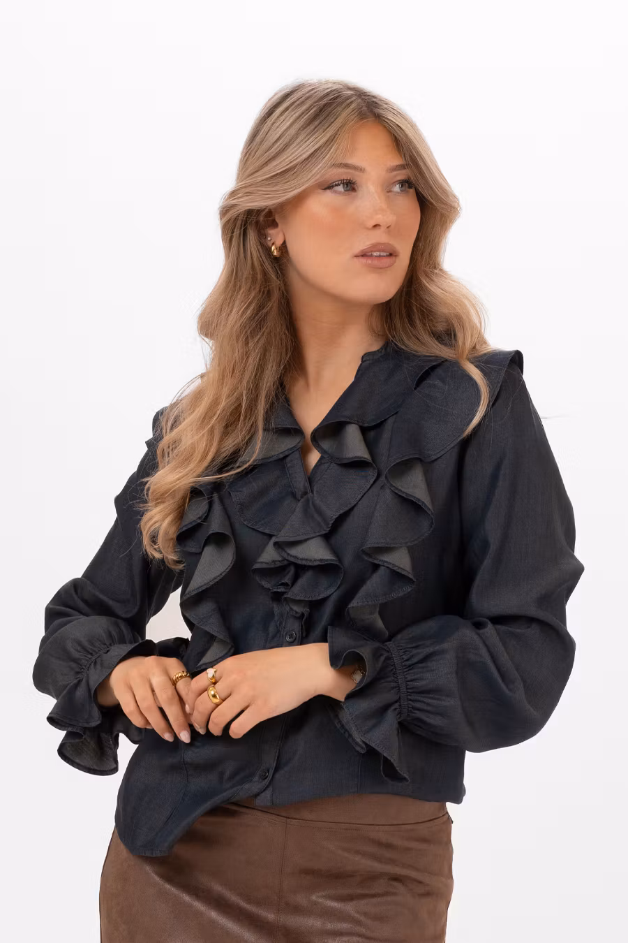 VIRGINIA BLOUSE DARK BLUE DENIM