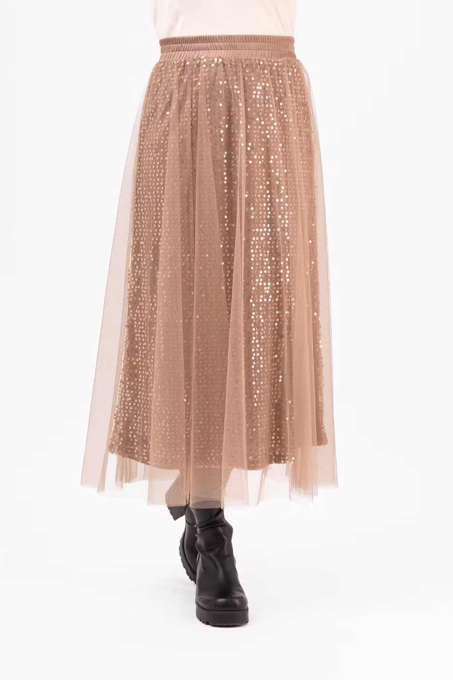 CHERIE TULLE SKIRT TOFFEE BROWN