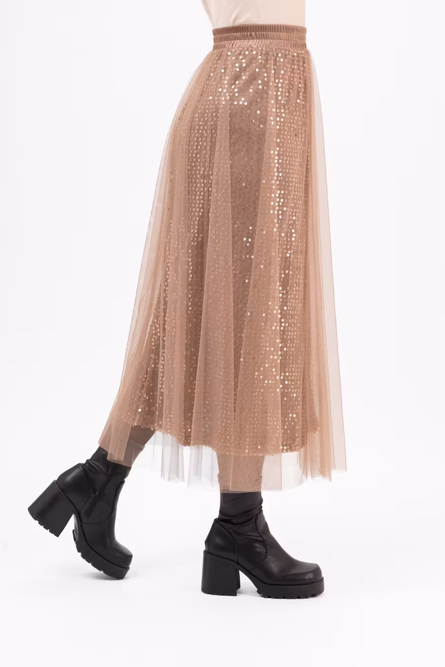 CHERIE TULLE SKIRT TOFFEE BROWN