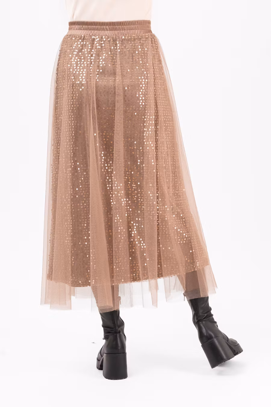 CHERIE TULLE SKIRT TOFFEE BROWN