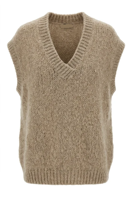 Sammie - V Neck Knit Vest - Beige