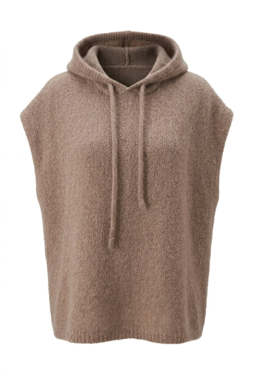 Zoé - Mohair Hoodie Vest - Taupe