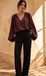 Kayla - Cotton Balloon Blouse - Bordeaux
